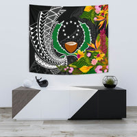 Pohnpei State Tapestrys - Seal Spiral Polynesian Patterns Wall Tapestry - Pohnpei State Small 60" x 51" Black - Polynesian Pride