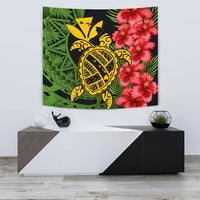 Hawaii Turtle Hibiscus Polynesian Tapestry - Aphos Style Wall Tapestry 75cm*90cm Green - Polynesian Pride