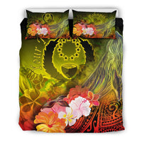 Pohnpei Custom Personalised Bedding Set - Humpback Whale with Tropical Flowers (Yellow) - Polynesian Pride