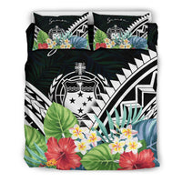 Samoa Bedding Set - Samoa Coat of Arms & Polynesian Tropical Flowers White - Polynesian Pride