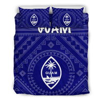 Guam Bedding Set - Guam Seal With Polynesian Tattoo Style (Blue) - Polynesian Pride