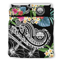 FSM Polynesian Bedding Set - Summer Plumeria (Black) - Polynesian Pride