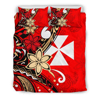 Wallis and Futuna Bedding Set - Tribal Flower With Special Turtles Red Color - Polynesian Pride