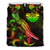 Tahiti Polynesian Bedding Set - Turtle With Blooming Hibiscus Reggae - Polynesian Pride