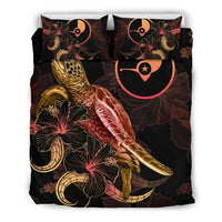Yap Polynesian Bedding Set - Turtle With Blooming Hibiscus Gold - Polynesian Pride