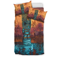 Hawaii Duvet Cover Set - Tiki Wooden Statue - Polynesian Pride