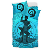Vanuatu Duvet Cover Set - Vanuatu Coat Of Arms Turquoise - Polynesian Pride