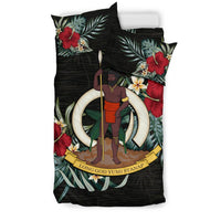 Vanuatu Duvet Cover Set - Vanuatu Coat Of Arms Hibiscus - Polynesian Pride