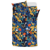 Hawaiian Tropical Buttterfly Leaves And Strelitzia Flower Polynesian Bedding Set - Polynesian Pride