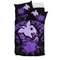 Papua New Guinea Purple Duvet Cover Set - Flag & Purple Hibiscus - Polynesian Pride