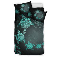 Hawaiian Turtle Plumeria Hibiscus Polynesian Deep Sea Bedding Set V.2 - Polynesian Pride