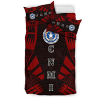 Northern Mariana Islands Duvet Cover Set - Polynesian Tattoo Red - Polynesian Pride