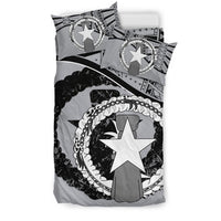 Northern Mariana Islands Duvet Cover Set - Northern Mariana Islands Flag Gray - Polynesian Pride