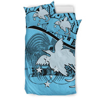 Papua New Guinea Duvet Cover Set - Papua New Guinea Flag & Coat Of Arms Blue - Polynesian Pride