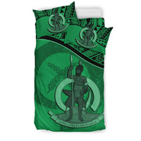 Vanuatu Duvet Cover Set - Vanuatu Coat Of Arms Green - Polynesian Pride