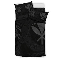 Hawaiian Map Kanaka Maoli Turtle Polynesian Bedding Set Grey - Polynesian Pride