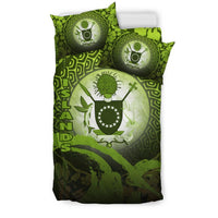 Cook Islands Bedding Set - Wave And Hibiscus Green - Polynesian Pride