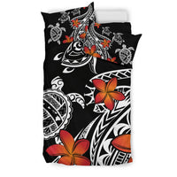 Hawaiian Map Turtles Swim Plumeria Polynesian Bedding Set - Polynesian Pride