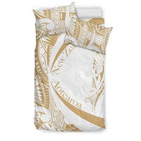 New Zealand Silver Fern Bedding Set Maori Tattoo Circle Style - White - Polynesian Pride