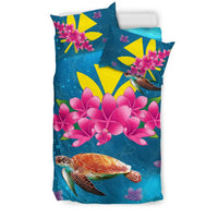 Hawaiian Plumeria Kanaka Turtle Sea Polynesian Bedding Set - Polynesian Pride