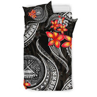 Polynesian Bedding Set - American Samoa Duvet Cover Set - Black Plumeria - Polynesian Pride