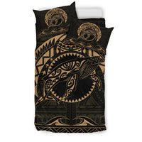 Hawaiian Polynesian Whale Bedding Set Gold - Polynesian Pride