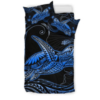 Turtle Polynesian Bedding Set Mix Hibiscus Blue - Polynesian Pride