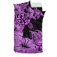 Hawaii Turtle Bedding Set Polynesian Hibiscus Art Pink AH - Polynesian Pride