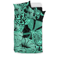 Hawaii Turtle Bedding Set Polynesian Hibiscus Art Ver 2.0 Turquoise AH - Polynesian Pride