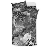 Custom Personalised Chuuk Bedding Set - Humpback Whale with Tropical Flowers (White) - Polynesian Pride