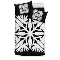 Hawaiian Bedding Set Royal Pattern - Black And White - A3 Style - Polynesian Pride