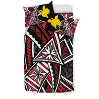 Papua Polynesian Bedding Set - Tribal Flower Special Pattern Red Color - Polynesian Pride