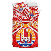 Tahiti Rugby Bedding Set Polynesian Coat Of Arms and Flag - Polynesian Pride