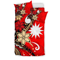 Nauru Bedding Set - Tribal Flower With Special Turtles Red Color - Polynesian Pride