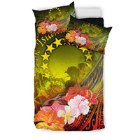 Cook Islands Bedding Set - Humpback Whale with Tropical Flowers (Yellow) - Polynesian Pride