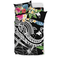 Papua New Guinea Polynesian Bedding Set - Summer Plumeria (Black) - Polynesian Pride