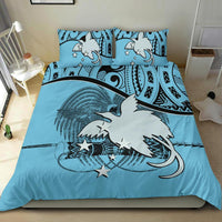 Papua New Guinea Duvet Cover Set - Papua New Guinea Flag & Coat Of Arms Blue - Polynesian Pride