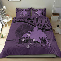 Papua New Guinea Duvet Cover Set - Papua New Guinea Flag & Coat Of Arms Purple - Polynesian Pride