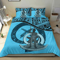 Vanuatu Duvet Cover Set - Vanuatu Coat Of Arms Blue - Polynesian Pride