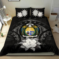 Nauru Duvet Cover Set - Nauru Coat Of Arms & Gray Hibiscus - Polynesian Pride