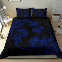Hawaiian Hammerhead Shark Hibiscus Blue Polynesian Bedding Set - Polynesian Pride