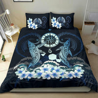 Polynesian Duvet Cover Set - Tahiti Bedding Set Shark Polynesia Compass Plumeria Blue - Polynesian Pride