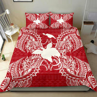Polynesian Bedding Set - Papua New Guinea Duvet Cover Set Map Red White - Polynesian Pride