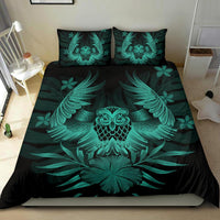 Hawaiian Owl Hibiscus Plumeria Polynesian Bedding Set - Turquoise - Polynesian Pride