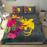 Papua New Guinea Bedding Set - Hibiscus Polynesian Pattern Gray Version - Polynesian Pride