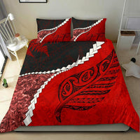 Signature Custom, Paua Shell Maori Silver Fern Bedding Set Red - Polynesian Pride