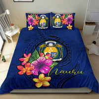 Polynesian Bedding Set - Nauru Duvet Cover Set Floral With Seal Blue - Polynesian Pride