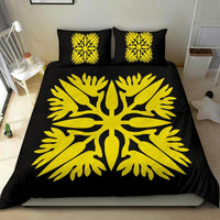 Hawaiian Bedding Set Royal Pattern - Black And Yellow - A3 Style - Polynesian Pride