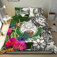 Pohnpei Bedding Set White - Turtle Plumeria Banana Leaf - Polynesian Pride