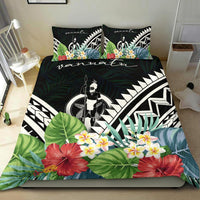 Vanuatu Bedding Set - Vanuatu Coat of Arms & Polynesian Tropical Flowers White - Polynesian Pride